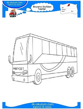 Çocuklar İçin Otobüs Boyama Sayfaları 